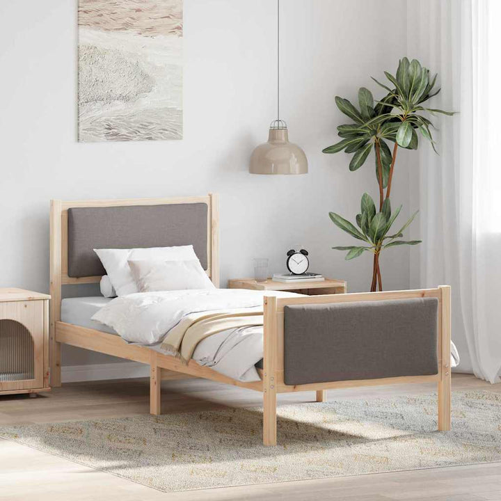 Sengestel med hovedgærde Gråbrun 80 x 200 cm Stof