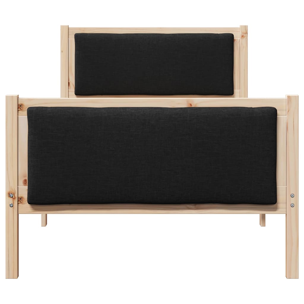 Sengestel med hovedgærde Sort 90 x 190 cm Stof