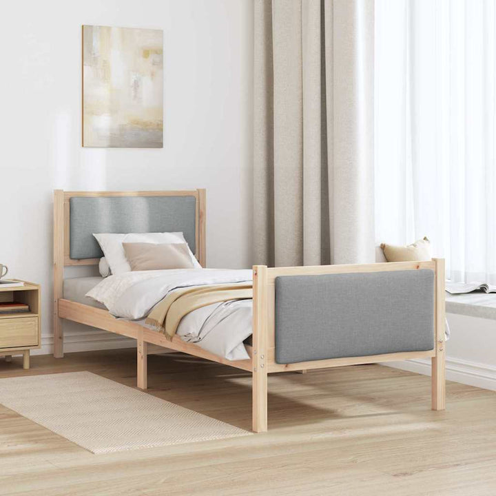 Sengestel med hovedgærde Lysegrå 75 x 190 cm Stof