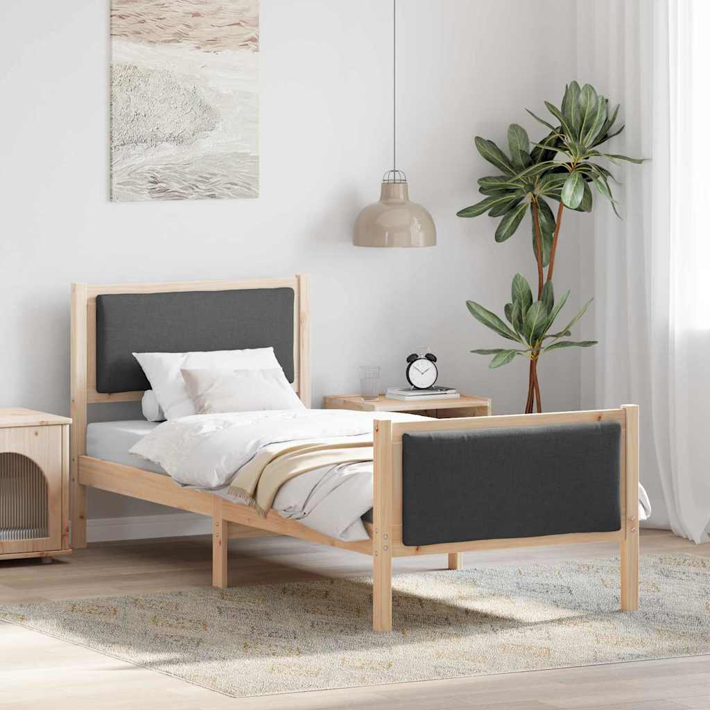 Sengestel med hovedgærde Mørkegrå 75 x 190 cm Stof