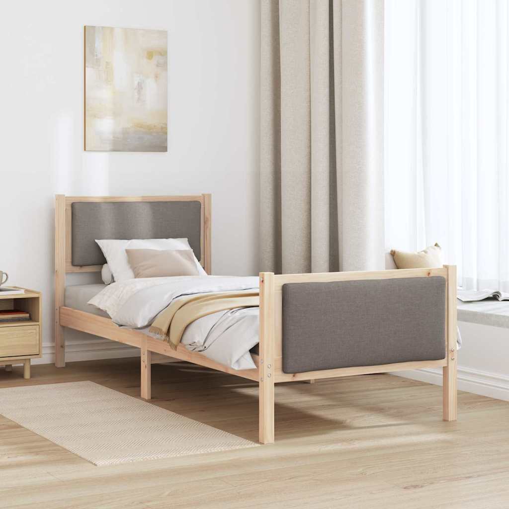 Sengestel med hovedgærde Gråbrun 75 x 190 cm Stof