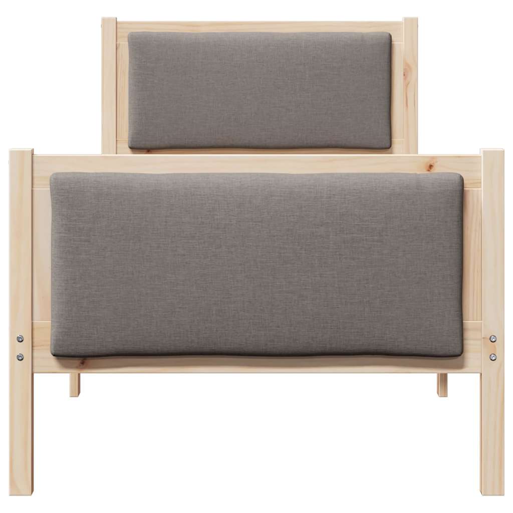 Sengestel med hovedgærde Gråbrun 75 x 190 cm Stof