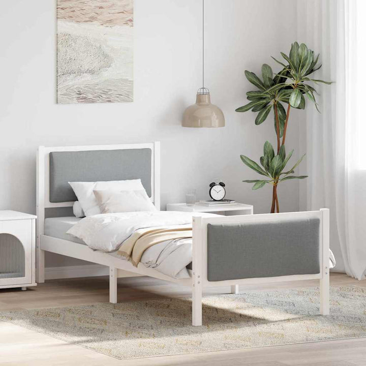 Sengestel med hovedgærde Lysegrå 75 x 190 cm Stof