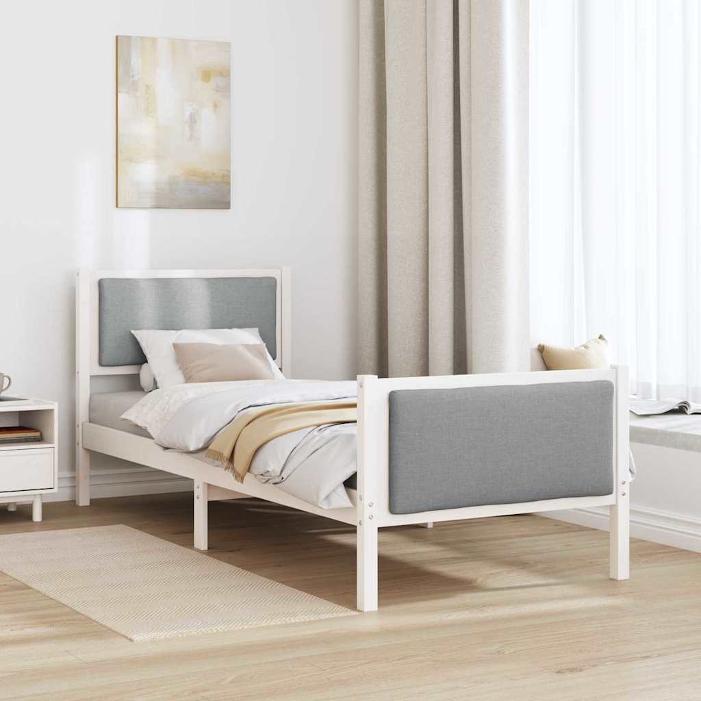 Sengestel med hovedgærde Lysegrå 75 x 190 cm Stof