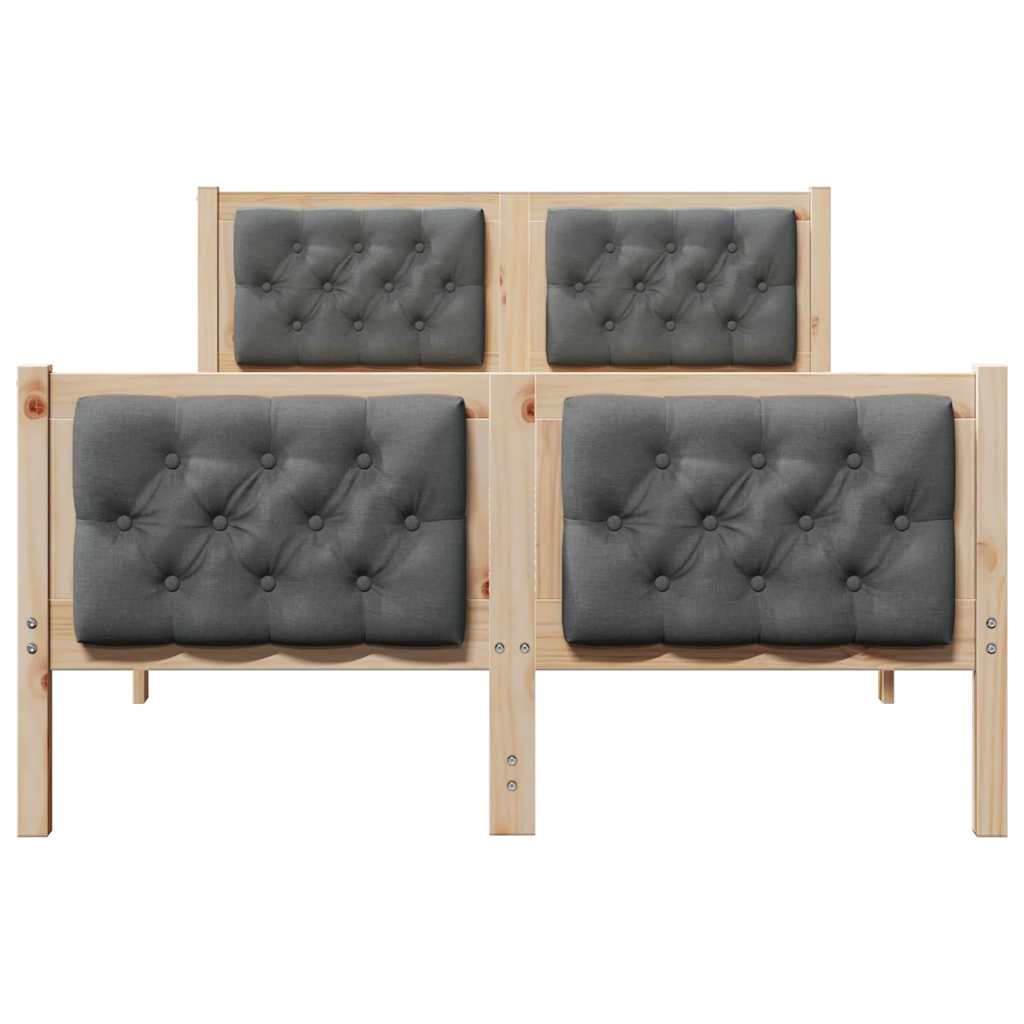 Sengestel med hovedgærde Mørkegrå 120 x 200 cm Massiv fyrretræ