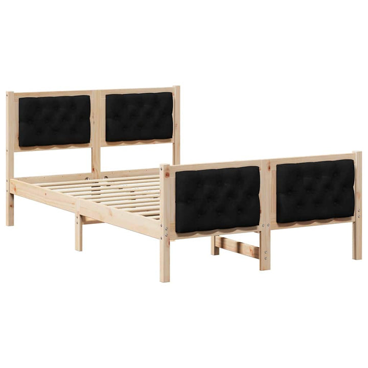 Sengestel med hovedgærde Sort 120 x 200 cm Massiv fyrretræ