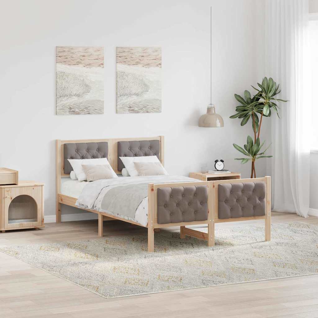 Sengestel med hovedgærde Gråbrun 120 x 200 cm Massiv fyrretræ