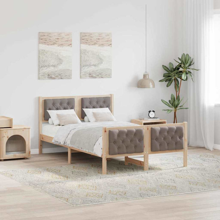 Sengestel med hovedgærde Gråbrun 120 x 200 cm Massiv fyrretræ