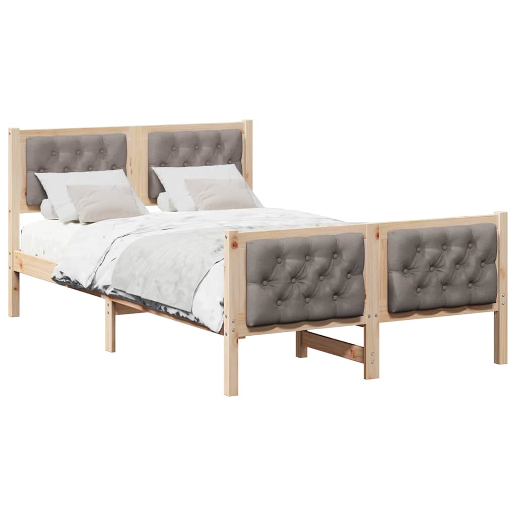 Sengestel med hovedgærde Gråbrun 120 x 200 cm Massiv fyrretræ