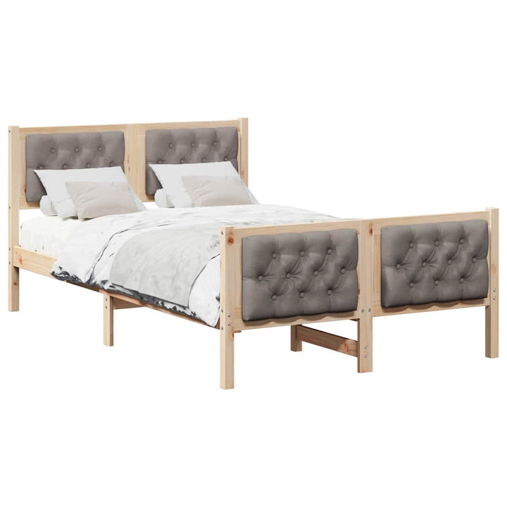 Sengestel med hovedgærde Gråbrun 120 x 200 cm Massiv fyrretræ