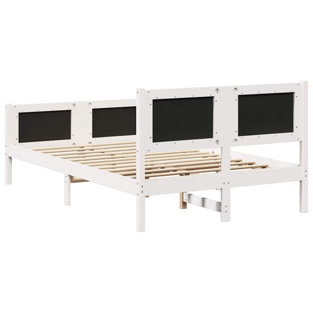 Sengestel med hovedgærde Lysegrå 120 x 200 cm Massiv fyrretræ