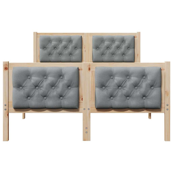 Sengestel med hovedgærde Lysegrå 135 x 190 cm Massiv fyrretræ