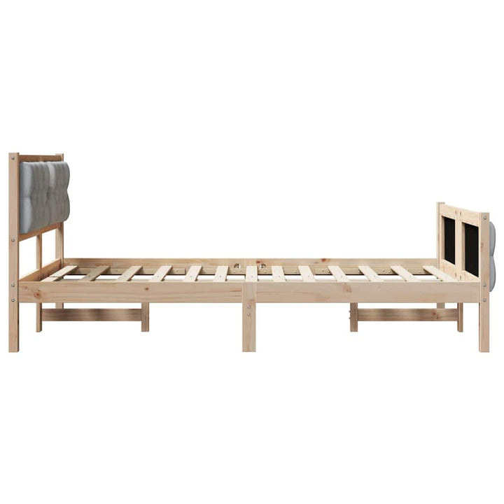 Sengestel med hovedgærde Lysegrå 135 x 190 cm Massiv fyrretræ