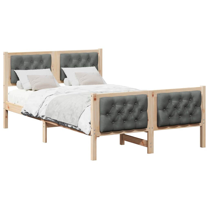 Sengestel med hovedgærde Mørkegrå 135 x 190 cm Massiv fyrretræ