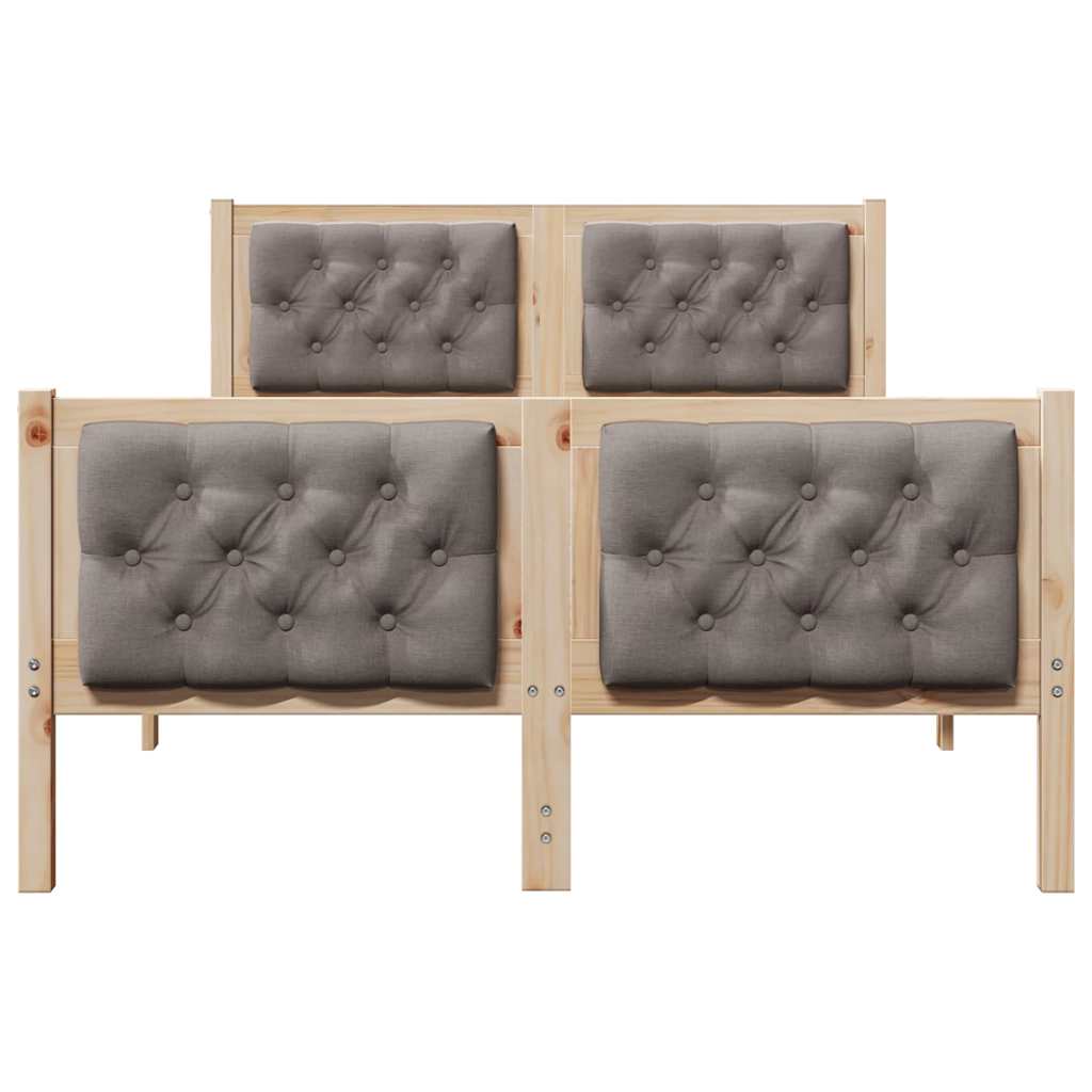 Sengestel med hovedgærde Gråbrun 135 x 190 cm Massiv fyrretræ