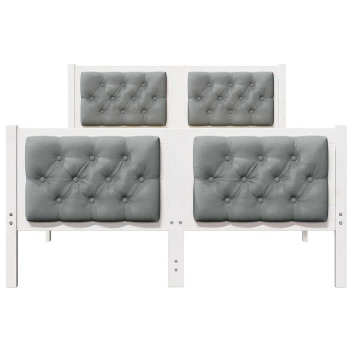 Sengestel med hovedgærde Lysegrå 135 x 190 cm Massiv fyrretræ