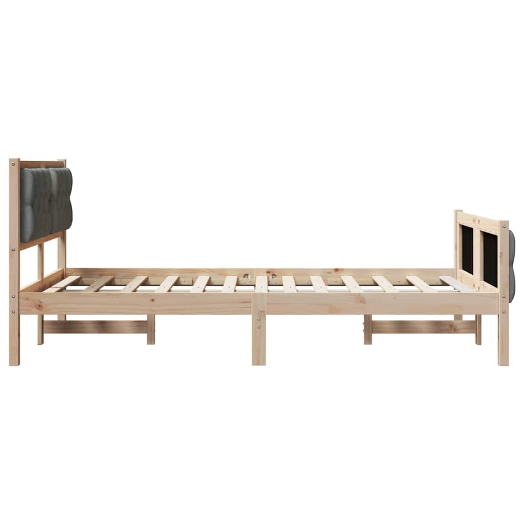 Sengestel med hovedgærde Mørkegrå 120 x 190 cm Massiv fyrretræ