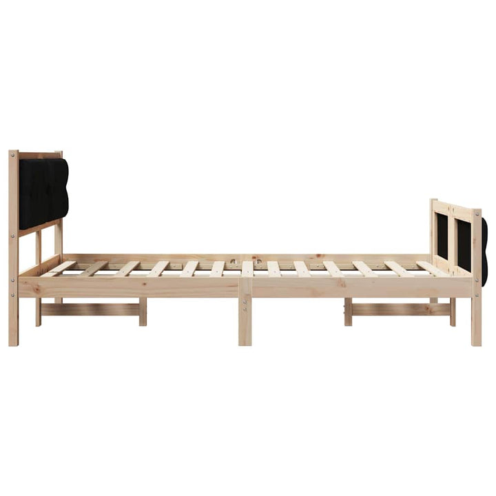 Sengestel med hovedgærde Sort 120 x 190 cm Massiv fyrretræ