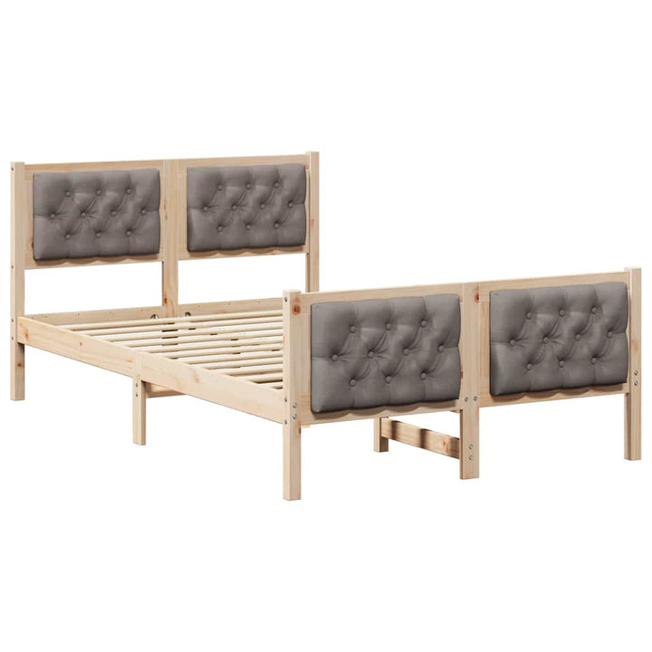 Sengestel med hovedgærde Gråbrun 120 x 190 cm Massiv fyrretræ