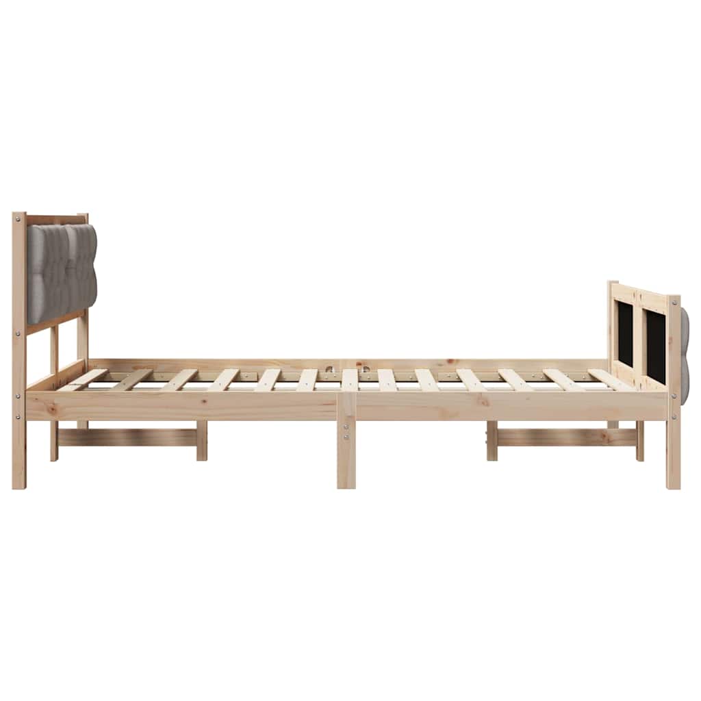 Sengestel med hovedgærde Gråbrun 120 x 190 cm Massiv fyrretræ