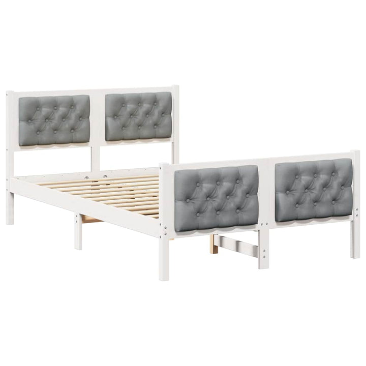 Sengestel med hovedgærde Lysegrå 120 x 190 cm Massiv fyrretræ