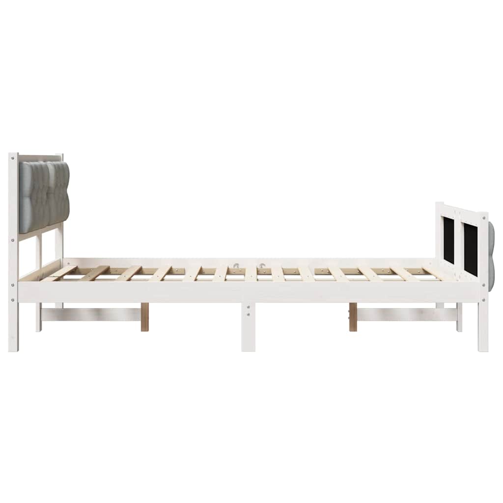 Sengestel med hovedgærde Lysegrå 120 x 190 cm Massiv fyrretræ