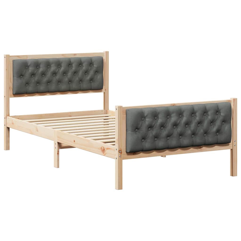 Sengestel med hovedgærde Mørkegrå 100 x 200 cm Massiv fyrretræ
