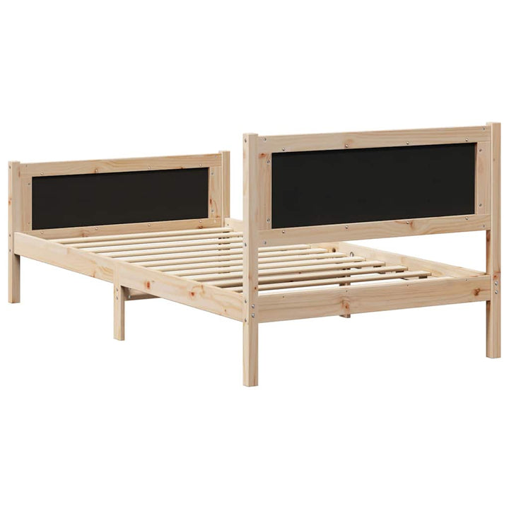 Sengestel med hovedgærde Sort 100 x 200 cm Massiv fyrretræ