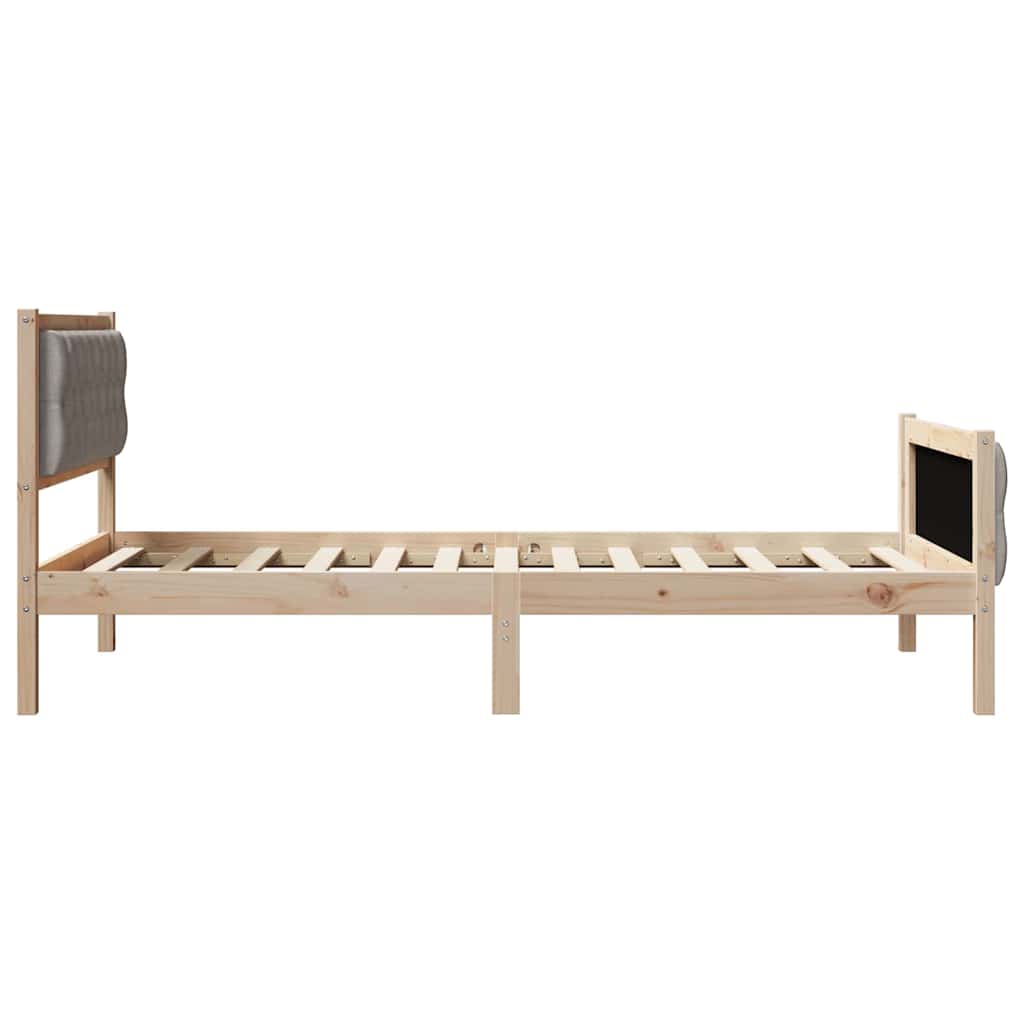 Sengestel med hovedgærde Gråbrun 100 x 200 cm Massiv fyrretræ