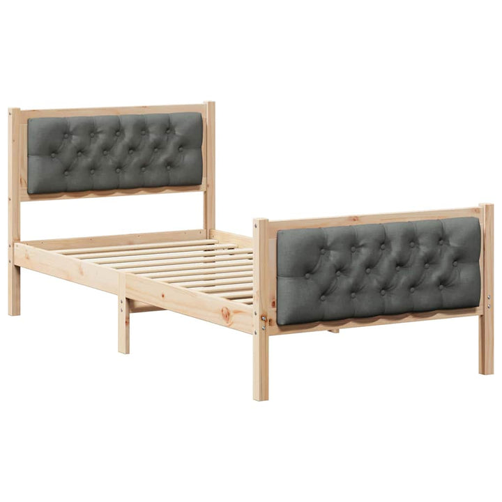 Sengestel med hovedgærde Mørkegrå 90 x 200 cm Massiv fyrretræ