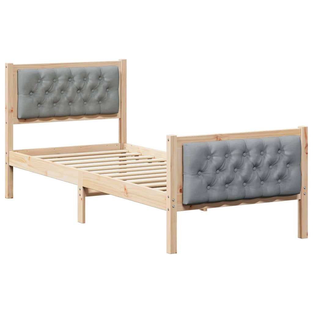 Sengestel med hovedgærde Lysegrå 80 x 200 cm Massiv fyrretræ