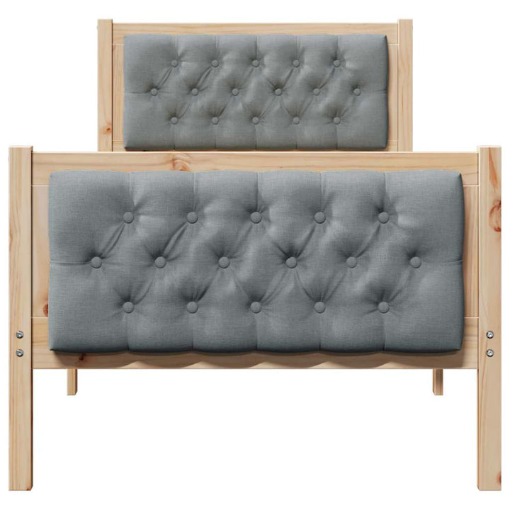 Sengestel med hovedgærde Lysegrå 80 x 200 cm Massiv fyrretræ