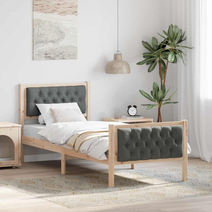 Sengestel med hovedgærde Mørkegrå 80 x 200 cm Massiv fyrretræ