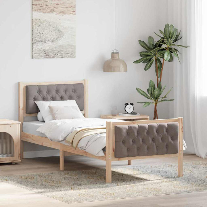 Sengestel med hovedgærde Gråbrun 80 x 200 cm Massiv fyrretræ