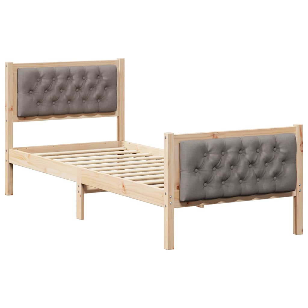 Sengestel med hovedgærde Gråbrun 80 x 200 cm Massiv fyrretræ