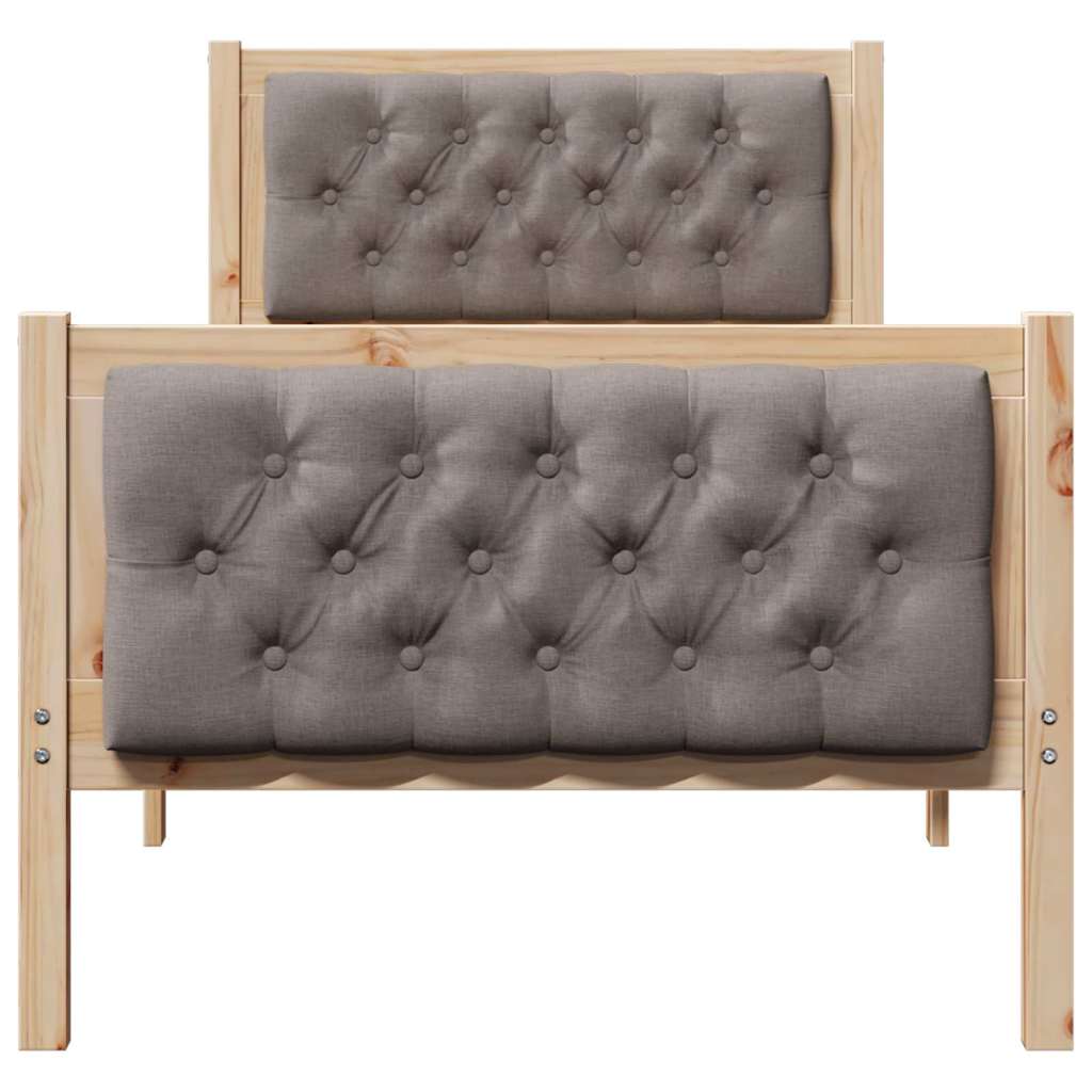 Sengestel med hovedgærde Gråbrun 80 x 200 cm Massiv fyrretræ