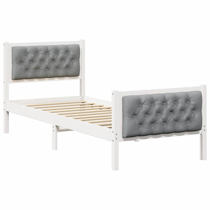 Sengestel med hovedgærde Lysegrå 80 x 200 cm Massiv fyrretræ