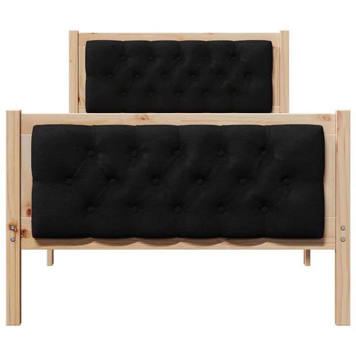 Sengestel med hovedgærde Sort 90 x 190 cm Massiv fyrretræ