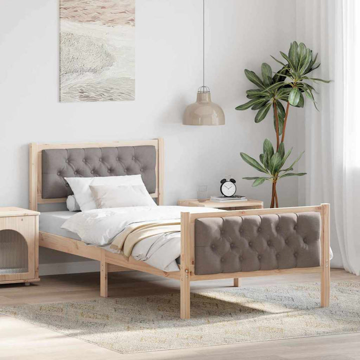Sengestel med hovedgærde Gråbrun 90 x 190 cm Massiv fyrretræ