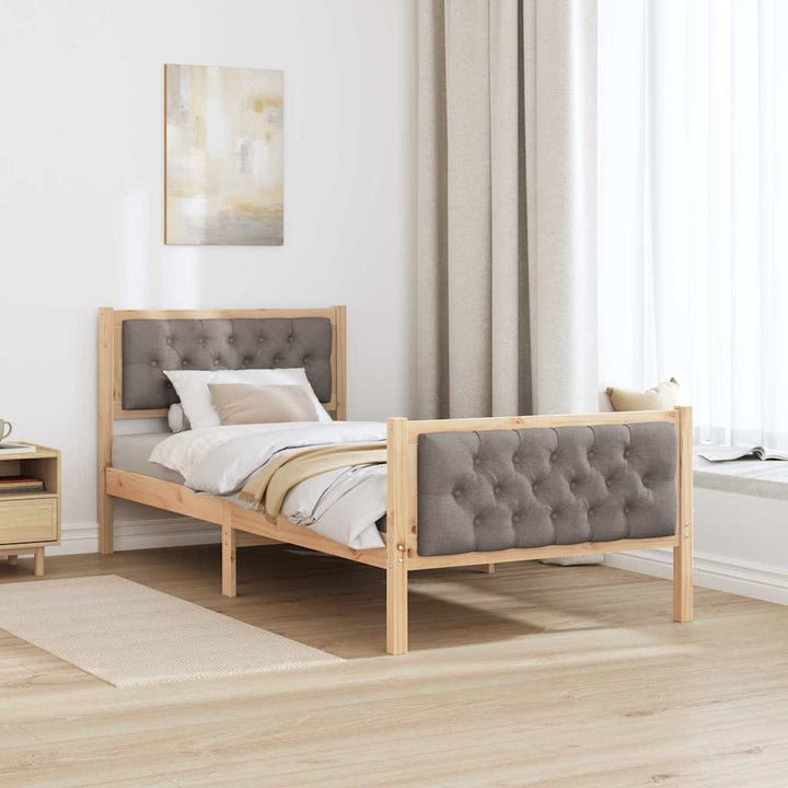 Sengestel med hovedgærde Gråbrun 90 x 190 cm Massiv fyrretræ