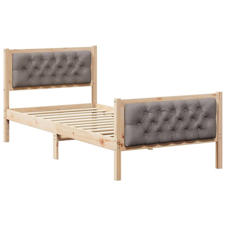 Sengestel med hovedgærde Gråbrun 90 x 190 cm Massiv fyrretræ
