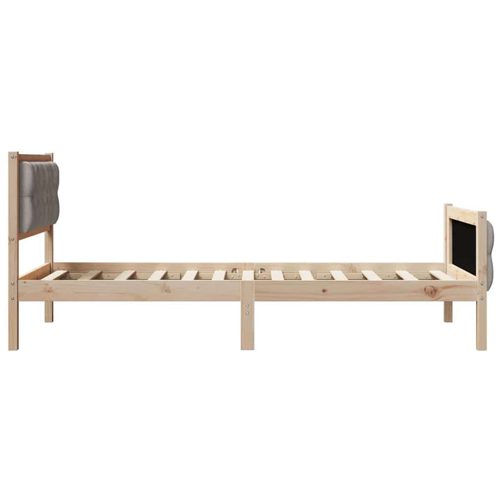 Sengestel med hovedgærde Gråbrun 90 x 190 cm Massiv fyrretræ