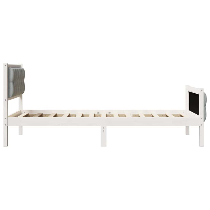 Sengestel med hovedgærde Lysegrå 90 x 190 cm Massiv fyrretræ