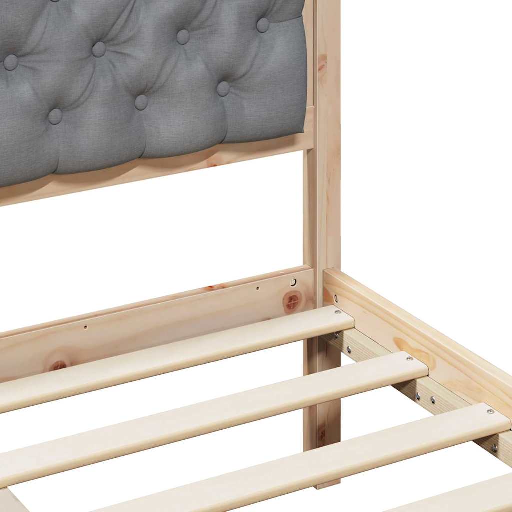 Sengestel med hovedgærde Lysegrå 75 x 190 cm Massiv fyrretræ