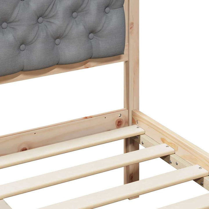 Sengestel med hovedgærde Lysegrå 75 x 190 cm Massiv fyrretræ