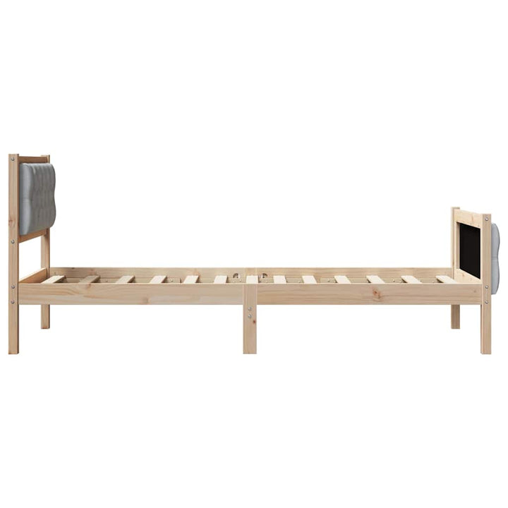 Sengestel med hovedgærde Lysegrå 75 x 190 cm Massiv fyrretræ