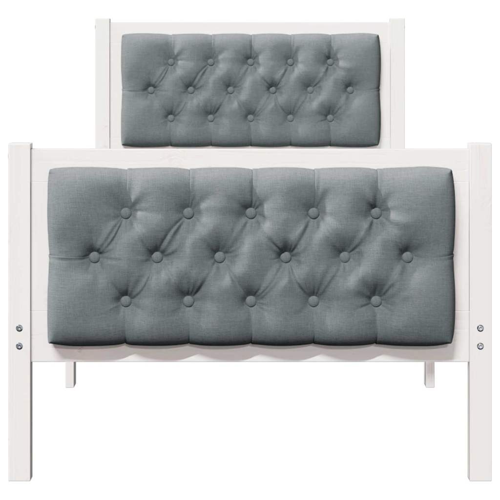 Sengestel med hovedgærde Lysegrå 75 x 190 cm Massiv fyrretræ