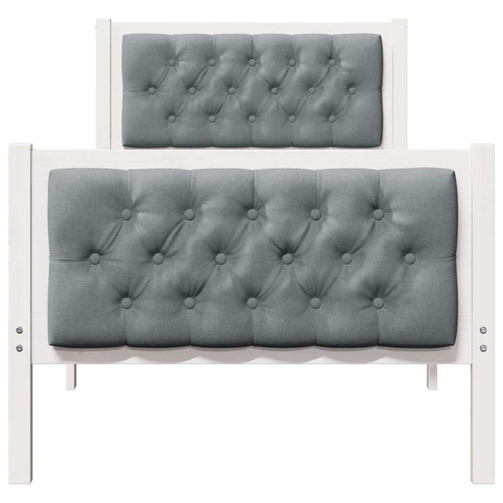 Sengestel med hovedgærde Lysegrå 75 x 190 cm Massiv fyrretræ
