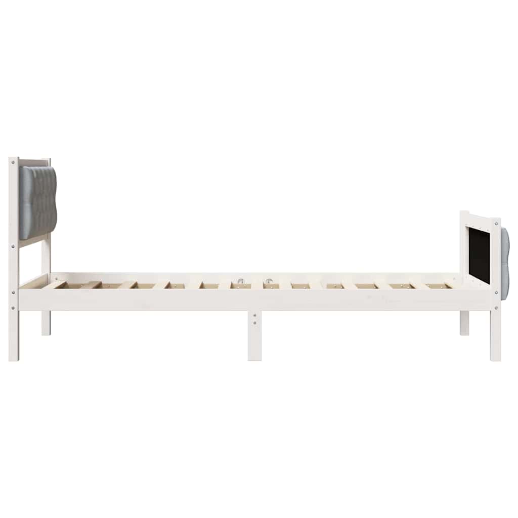 Sengestel med hovedgærde Lysegrå 75 x 190 cm Massiv fyrretræ