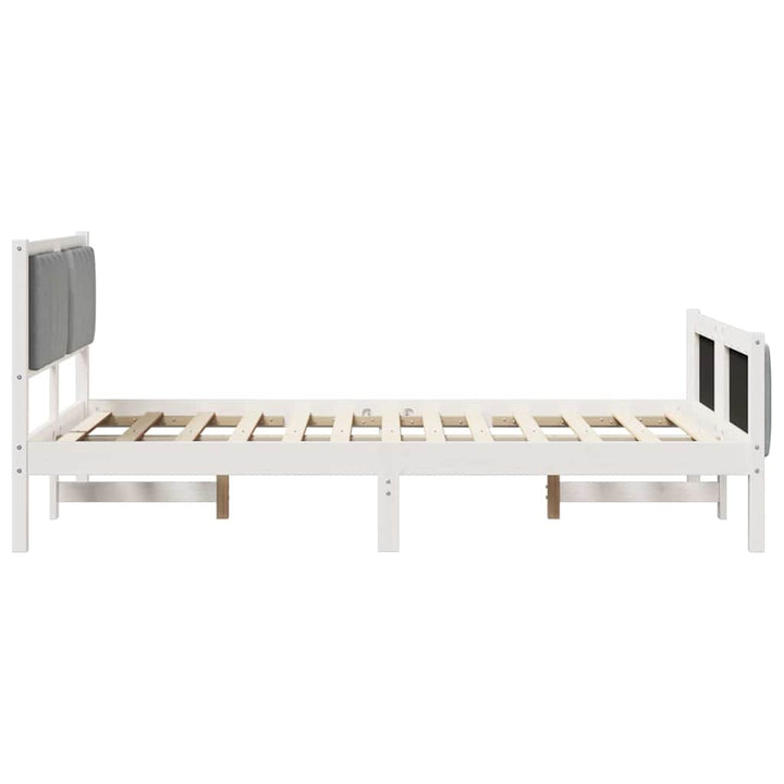 Sengestel Hvid og lys grå 120 x 200 cm Massivt fyrretræ